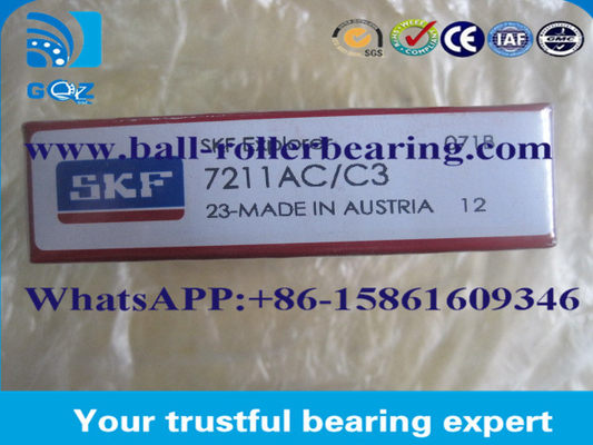 نردبان های تماس زاویه ای دقیق از فولاد کروم ، نردبان های توپ گره ای عمیق 7211AC C3 / اندازه 55*100*21