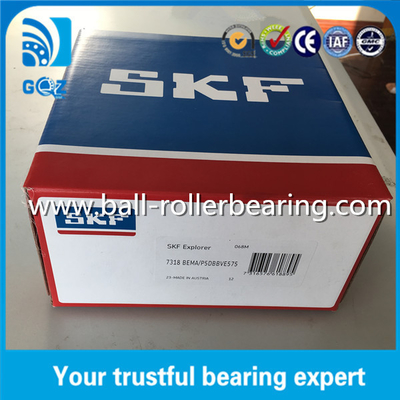 P5 حلقۀ بیرونی تقسیم شده دقیق SKF 7318 BEMA / P5DBBVE575 محموله توپ تماس زاوی