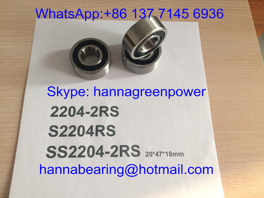 SS2204-2RS / S2204RS / 2204- TVH فولاد ضد زنگ خود تراز کننده بال بیئر با مهر لاستیکی ، 20*47*18 میلی متر