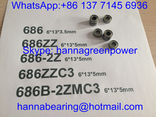 686B-2ZMC3 / 686-2ZC3 / 686ZZ حلقۀ گلوله ای کوچک با شیلد فلزی، 6*13*5 میلی متر