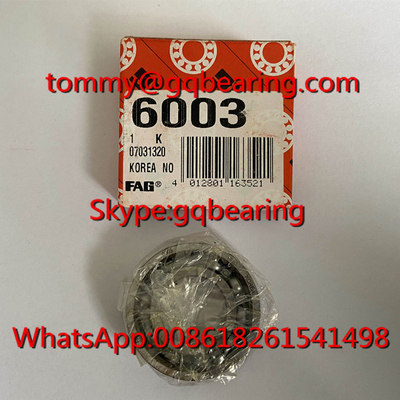 Gcr15 فولاد ساخته شده در کره ساخته شده نوع باز FAG 6003 Deep Groove Ball Bearing